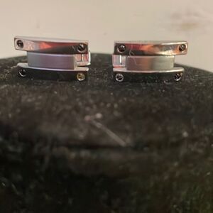 Vintage-1930s-1” x 1” engravable rectangular polished stainless steel cuff links